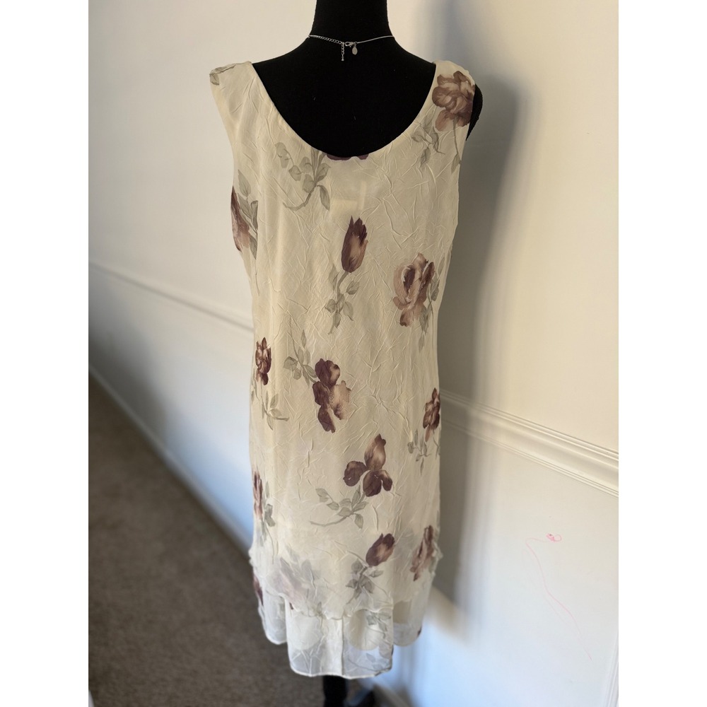 Vtg 90s Whimsigoth Dark Floral Layered slip Dress Size L Ethereal Fairycore - Picture 3 of 12